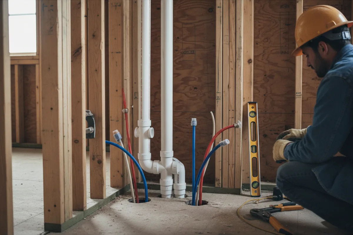Drain and supply rough-in during Garbage Disposal Repair in Nemo